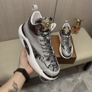 Giày sneaker boot Versace nam màu ghi logo cao cấp hàng hiệu - Ảnh 4