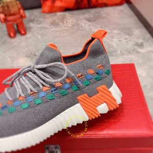 Giày thể thao hàng hiệu Hermes màu ghi họa tiết cao cấp - Hình ảnh 6