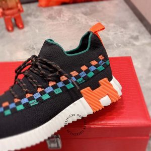 Giày thể thao Hermes hàng hiệu màu đen họa tiết cao cấp - Hình ảnh 6