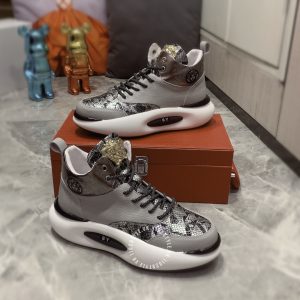 Giày sneaker boot Versace nam màu ghi logo cao cấp hàng hiệu - Ảnh 3