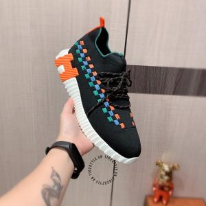 Giày thể thao Hermes hàng hiệu màu đen họa tiết cao cấp - Hình ảnh 8