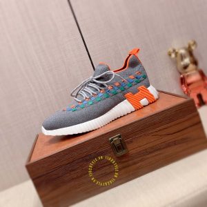 Giày thể thao hàng hiệu Hermes màu ghi họa tiết cao cấp - Hình ảnh 5