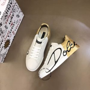 Giày thể thao D&G màu trắng gót vàng hàng hiệu Luxury - Ảnh 3