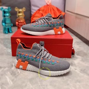 Giày thể thao hàng hiệu Hermes màu ghi họa tiết cao cấp - Hình ảnh 3