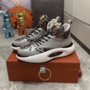 Giày sneaker boot Versace nam màu ghi logo cao cấp hàng hiệu - Ảnh 5