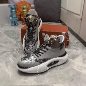 Giày sneaker boot Versace nam màu ghi logo cao cấp hàng hiệu - Ảnh 2