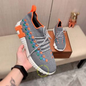 Giày thể thao hàng hiệu Hermes màu ghi họa tiết cao cấp - Hình ảnh 7