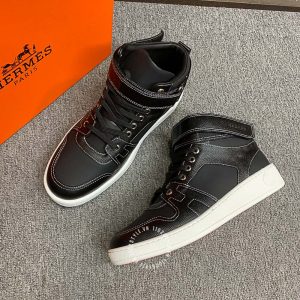 Giày sneaker boot Hermes nam da xịn màu đen cao cấp - Hình ảnh 3