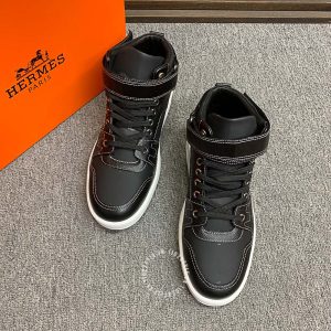 Giày sneaker boot Hermes nam da xịn màu đen cao cấp - Hình ảnh 2