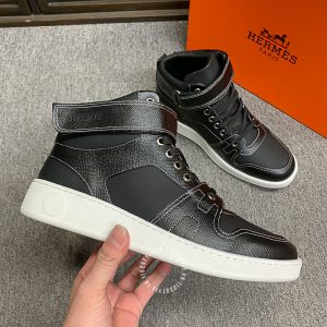Giày sneaker boot Hermes nam da xịn màu đen cao cấp - Hình ảnh 5