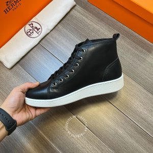 Giày thể thao Hermes nam da trơn màu đen cao cấp - Hình ảnh 8
