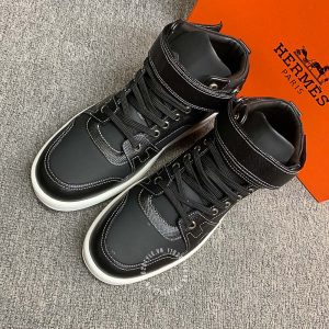 Giày sneaker boot Hermes nam da xịn màu đen cao cấp - Hình ảnh 4