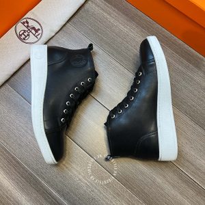 Giày thể thao Hermes nam da trơn màu đen cao cấp - Hình ảnh 4