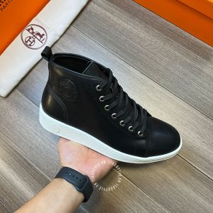 Giày thể thao Hermes nam da trơn màu đen cao cấp - Hình ảnh 7