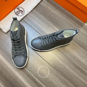 Giày thể thao Hermes nam da xịn màu ghi cao cấp hàng hiệu - Hình ảnh 5