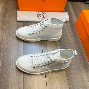 Giày thể thao nam Hermes da trơn màu trắng hàng hiệu - Hình ảnh 2