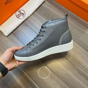 Giày thể thao Hermes nam da xịn màu ghi cao cấp hàng hiệu - Hình ảnh 8