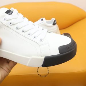 Giày thể thao D&G unisex trắng gót đen logo nổi hàng hiệu - Ảnh 5