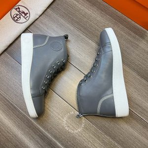 Giày thể thao Hermes nam da xịn màu ghi cao cấp hàng hiệu - Hình ảnh 4
