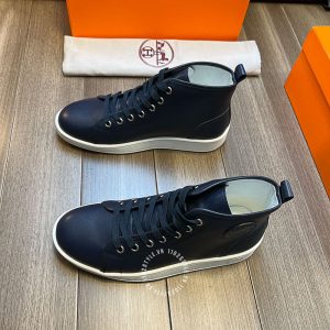Giày thể thao nam Hermes da trơn màu xanh than hàng hiệu - Hình ảnh 2