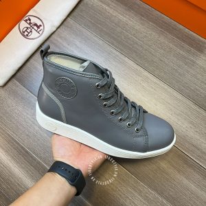 Giày thể thao Hermes nam da xịn màu ghi cao cấp hàng hiệu - Hình ảnh 7