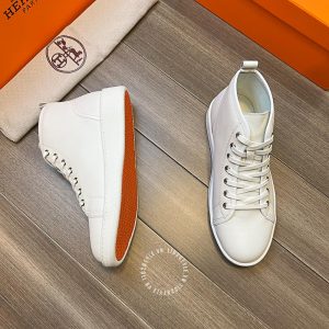 Giày thể thao nam Hermes da trơn màu trắng hàng hiệu - Hình ảnh 6