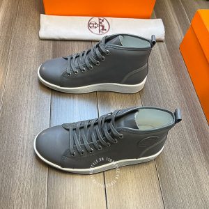 Giày thể thao Hermes nam da xịn màu ghi cao cấp hàng hiệu - Hình ảnh 2