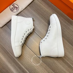 Giày thể thao nam Hermes da trơn màu trắng hàng hiệu - Hình ảnh 4