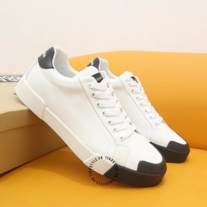 Giày thể thao D&G unisex trắng gót đen logo nổi hàng hiệu - Ảnh 2