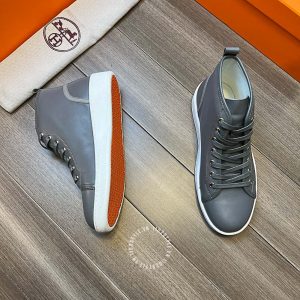 Giày thể thao Hermes nam da xịn màu ghi cao cấp hàng hiệu - Hình ảnh 6