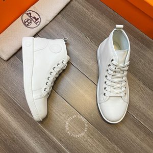 Giày thể thao nam Hermes da trơn màu trắng hàng hiệu - Hình ảnh 3