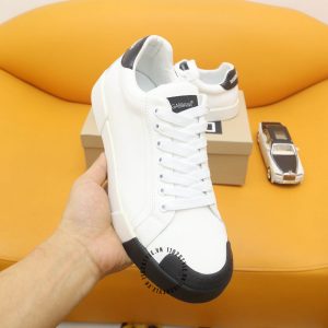 Giày thể thao D&G unisex trắng gót đen logo nổi hàng hiệu - Ảnh 3