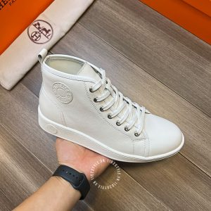 Giày thể thao nam Hermes da trơn màu trắng hàng hiệu - Hình ảnh 7