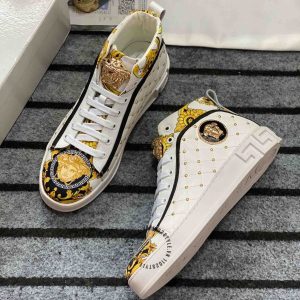 Sneaker Boot Versace nam màu trắng phối họa tiết vàng super fake - Ảnh 2