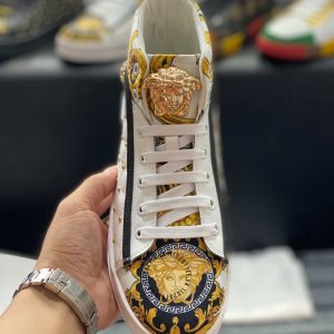 Sneaker Boot Versace nam màu trắng phối họa tiết vàng super fake - Ảnh 4