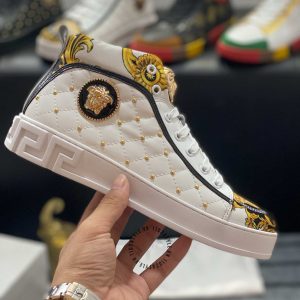 Sneaker Boot Versace nam màu trắng phối họa tiết vàng super fake - Ảnh 6