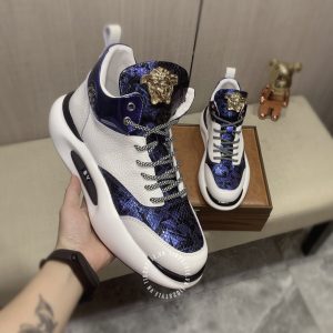 Giày sneaker boot Versace nam màu trắng phối xanh super fake 1:1 - Ảnh 4
