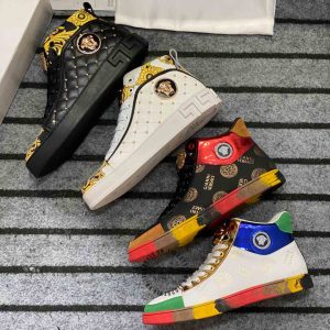 Sneaker Boot Versace nam màu trắng phối họa tiết vàng super fake - Ảnh 9