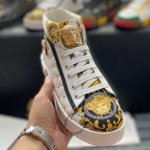 Sneaker Boot Versace nam màu trắng phối họa tiết vàng super fake - Ảnh 5