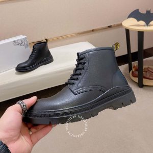 Boot Versace nam da cao cấp màu đen trơn replica 1:1 - Ảnh 5