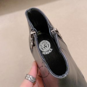 Boot Versace nam màu đen mũi kim loại rep 1:1 chính hãng - Ảnh 7