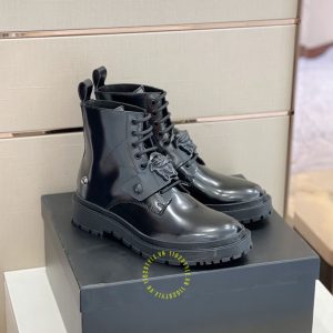 Boot Versace nam hàng hiệu màu đen logo nổi bật cao cấp - Ảnh 3