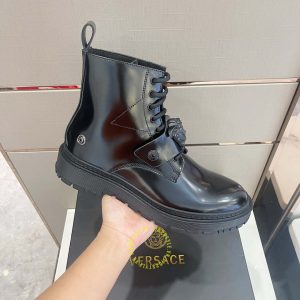 Boot Versace nam hàng hiệu màu đen logo nổi bật cao cấp - Ảnh 6