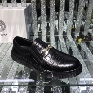 Giày slipon Versace nam màu đen replica 1:1 chính hãng - Ảnh 4
