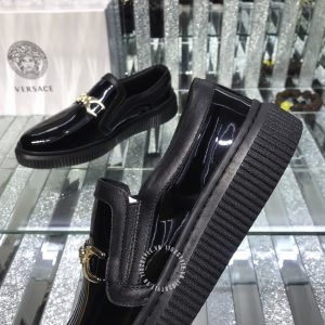 Giày slipon Versace nam màu đen bóng logo kim loại fake 1:1 - Hình ảnh 7