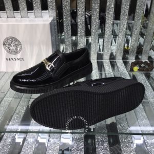 Giày slipon Versace nam màu đen bóng logo kim loại fake 1:1 - Hình ảnh 8