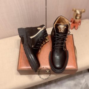 Boot Versace nam hàng hiệu cao cấp màu đen logo vàng giá tốt - Ảnh 3