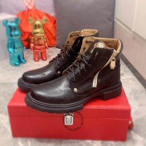 Boot Versace nam hàng hiệu cao cấp màu đen logo vàng giá tốt - Ảnh 4