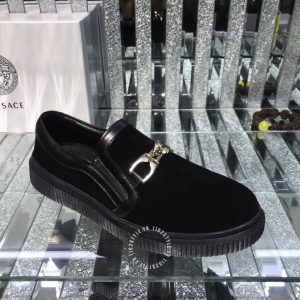 Giày slipon Versace nam màu đen da lộn cao cấp - Hình ảnh 4