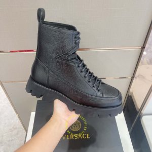 Boot Versace nam hàng hiệu màu đen da sần giá tốt - Ảnh 6